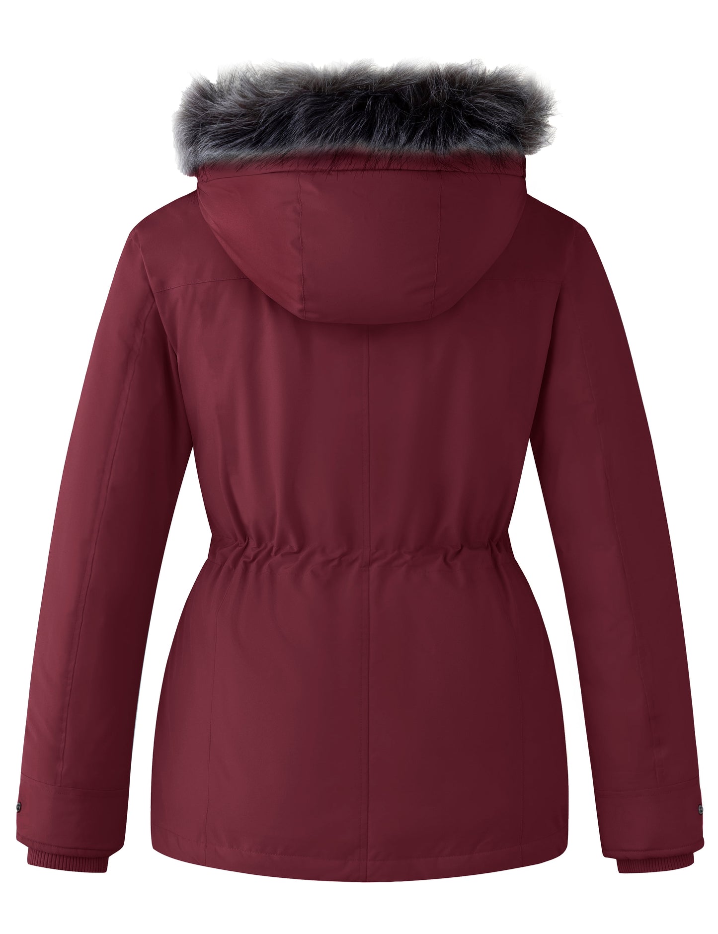 Women'S Big and Tall Winter Coat Recycled Waterproof Puffer Jacket Windproof Hooded Parka Jacket Wine Red 2XL