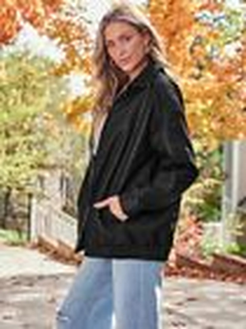 AUTOMET Womens Oversized Leather Jackets Faux Suede Fall Fashion Large Black