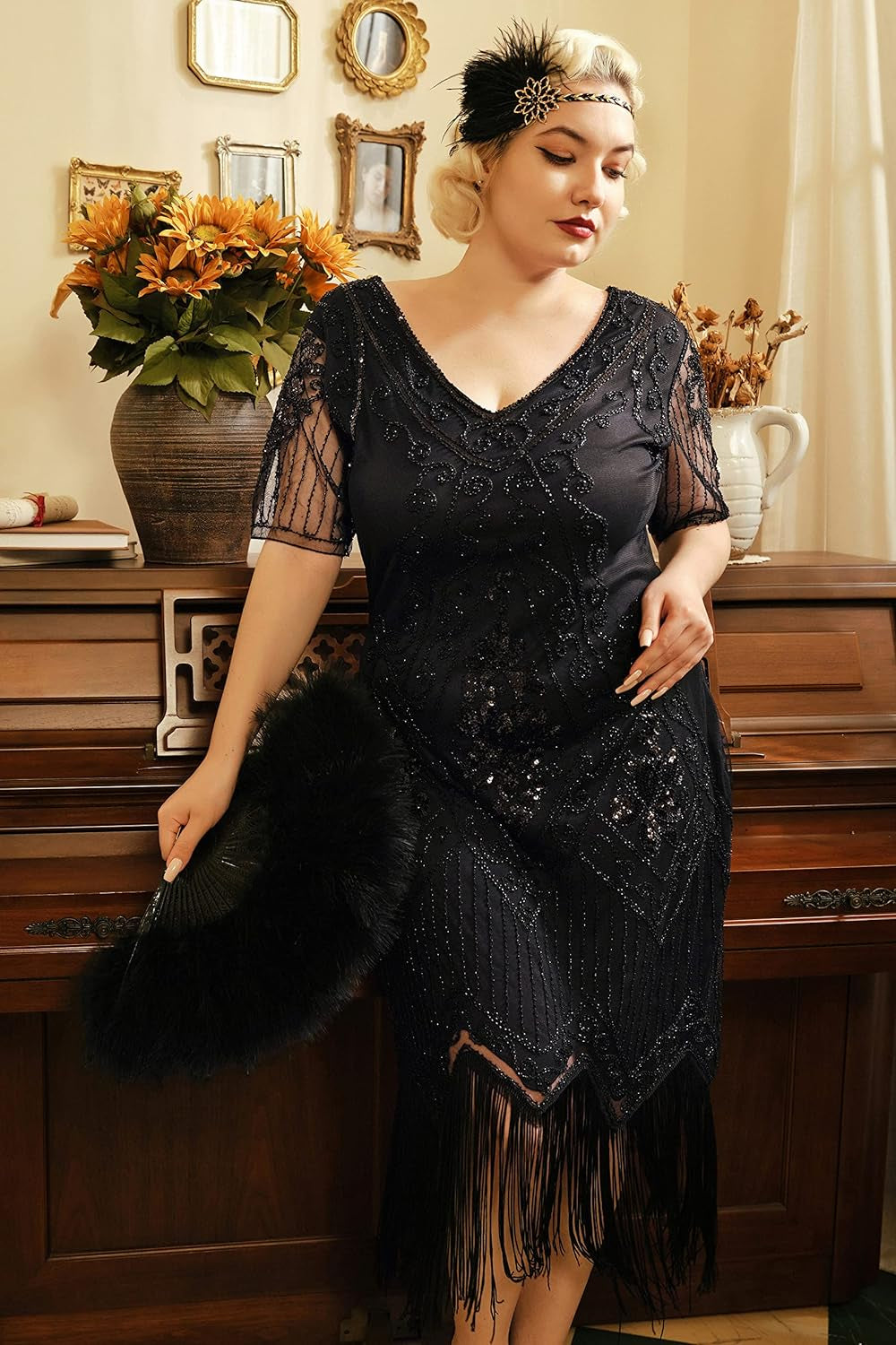 Great Gatsby Dresses for Women plus Size Cocktail Dress 1920S Flapper Costume for Women