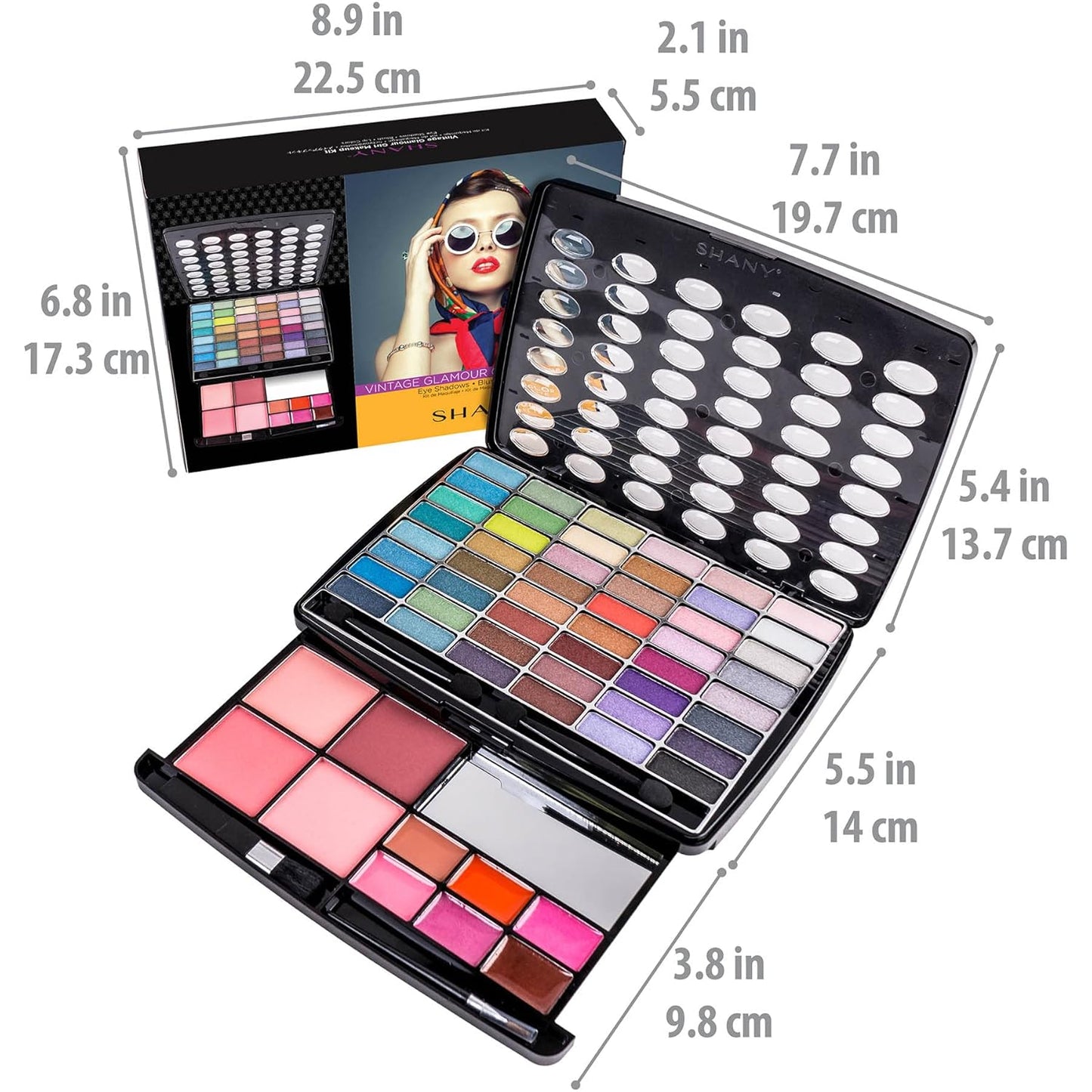 Glamour Girl Makeup Kit Eyeshadow Palette with Eyeshadows, Blushes, Lipstick Lip-Gloss, Makeup Mirror, Makeup Applicators, Premium Gift Packaging - Vintage