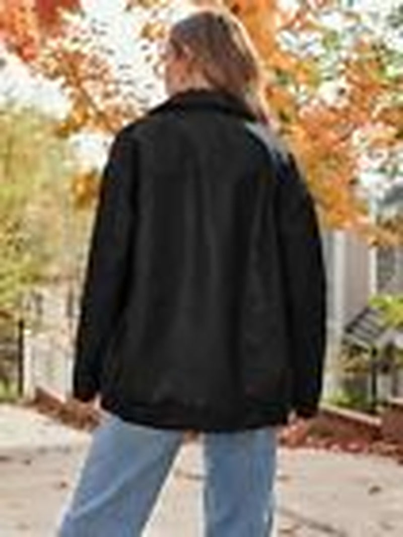 AUTOMET Womens Oversized Leather Jackets Faux Suede Fall Fashion Large Black